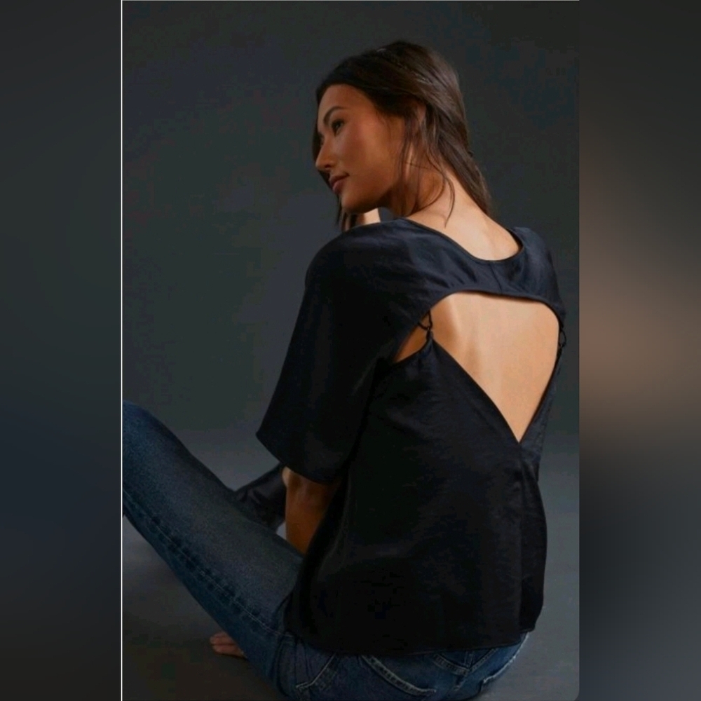 Daily Practice x Anthropologie | Sleek Black Open-Back Top Size XS